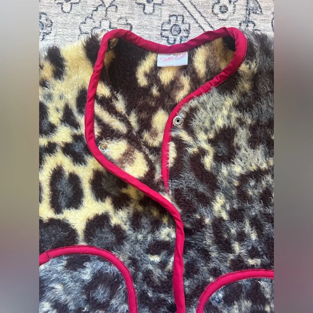 Handmade Vintage Cheetah Print Blanket Jacket - Picture 3 of 9